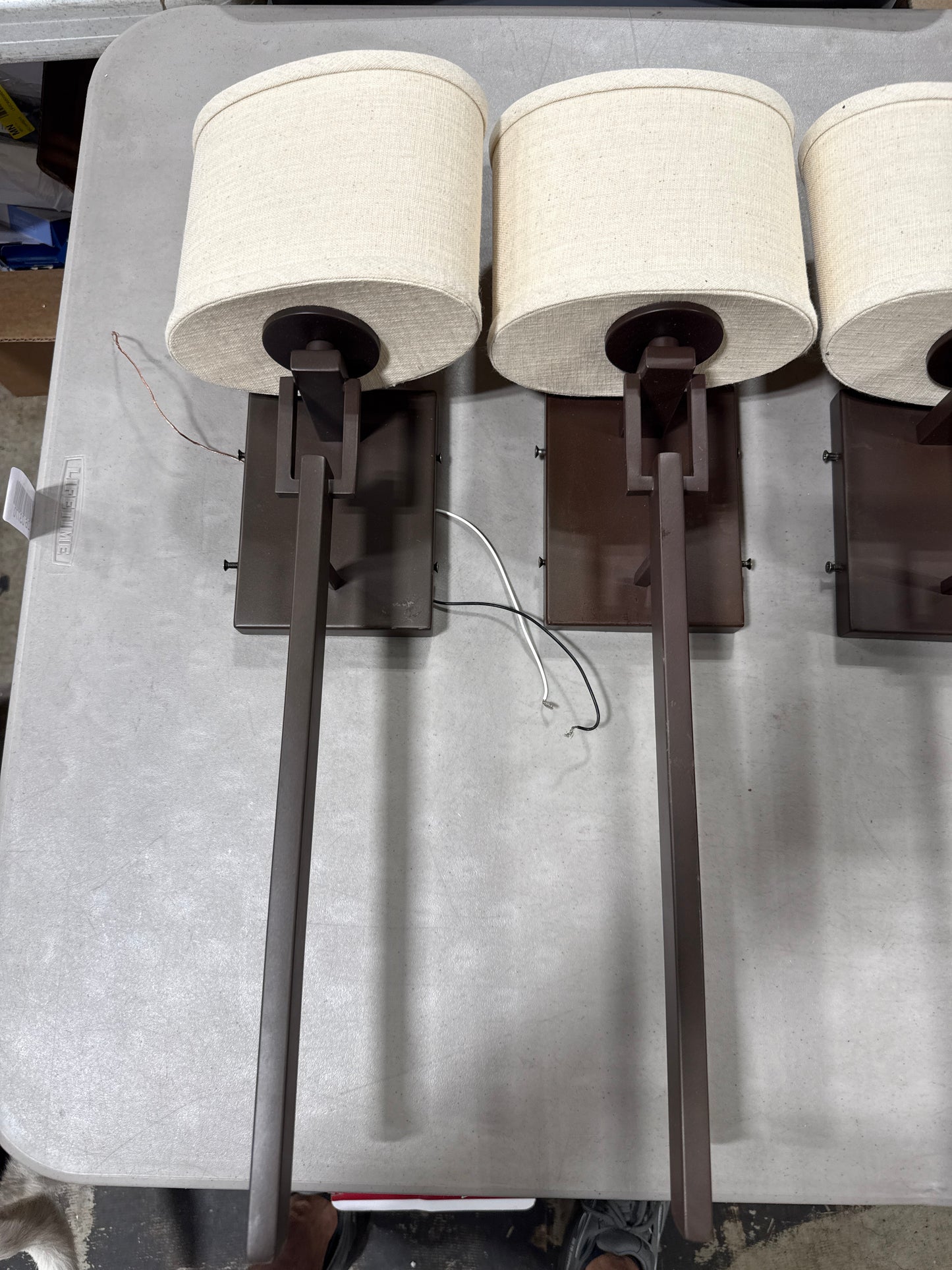 9 x Alpine ADA 1-Light Wall Sconce - Dark Bronze - Cream Linen Fabric Shade