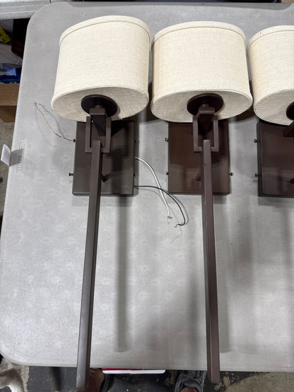 9 x Alpine ADA 1-Light Wall Sconce - Dark Bronze - Cream Linen Fabric Shade