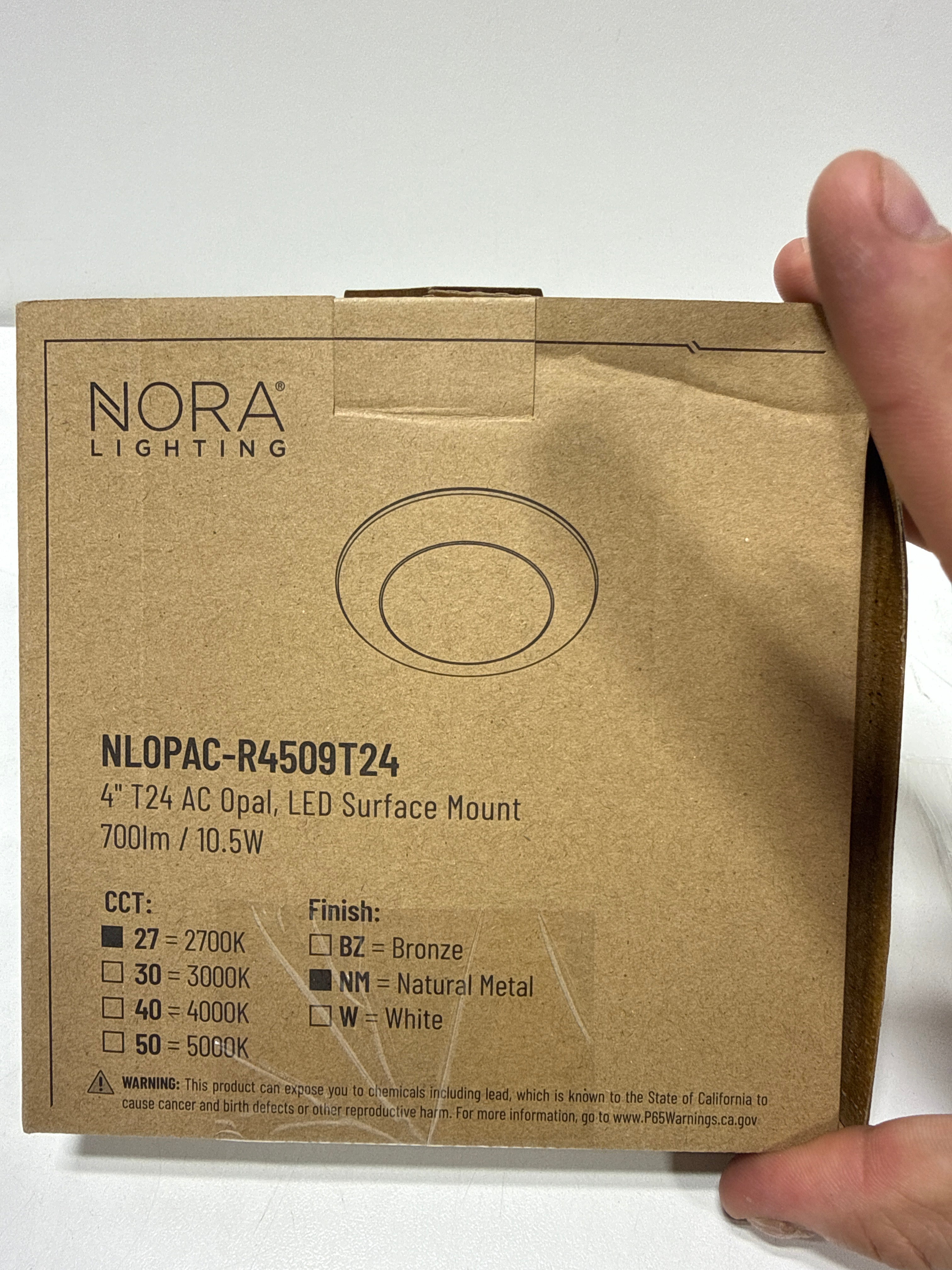 Nora Lighting Nlopac-R4509t2427 4 Ac Opal LED Flush Mount Bowl Ceiling Fixture - Natural