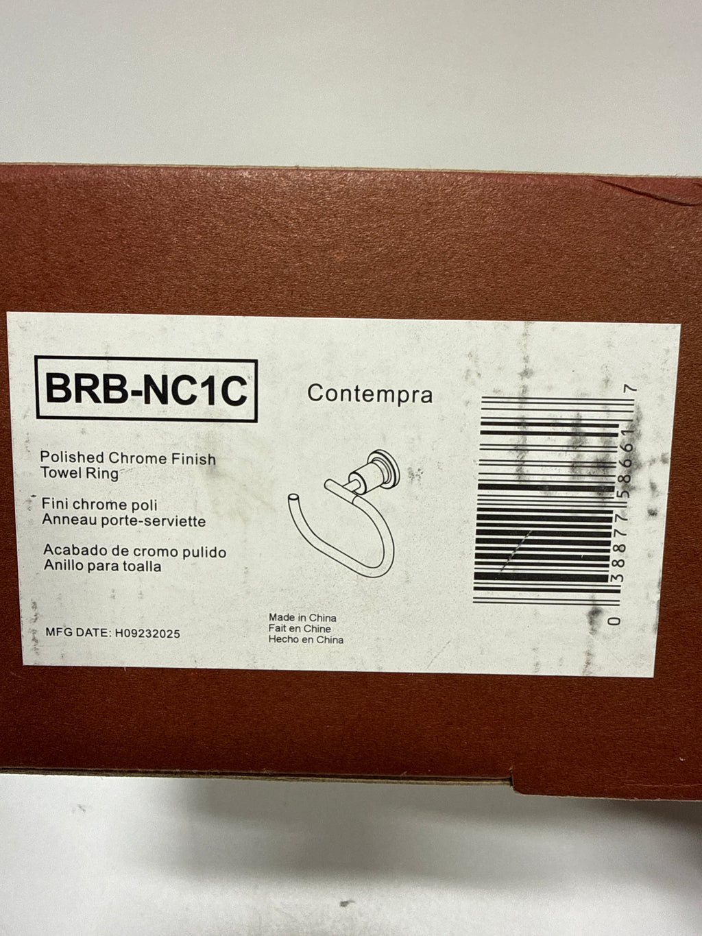 Pfister BRB-NC1C Contempra Towel Ring, Polished Chrome