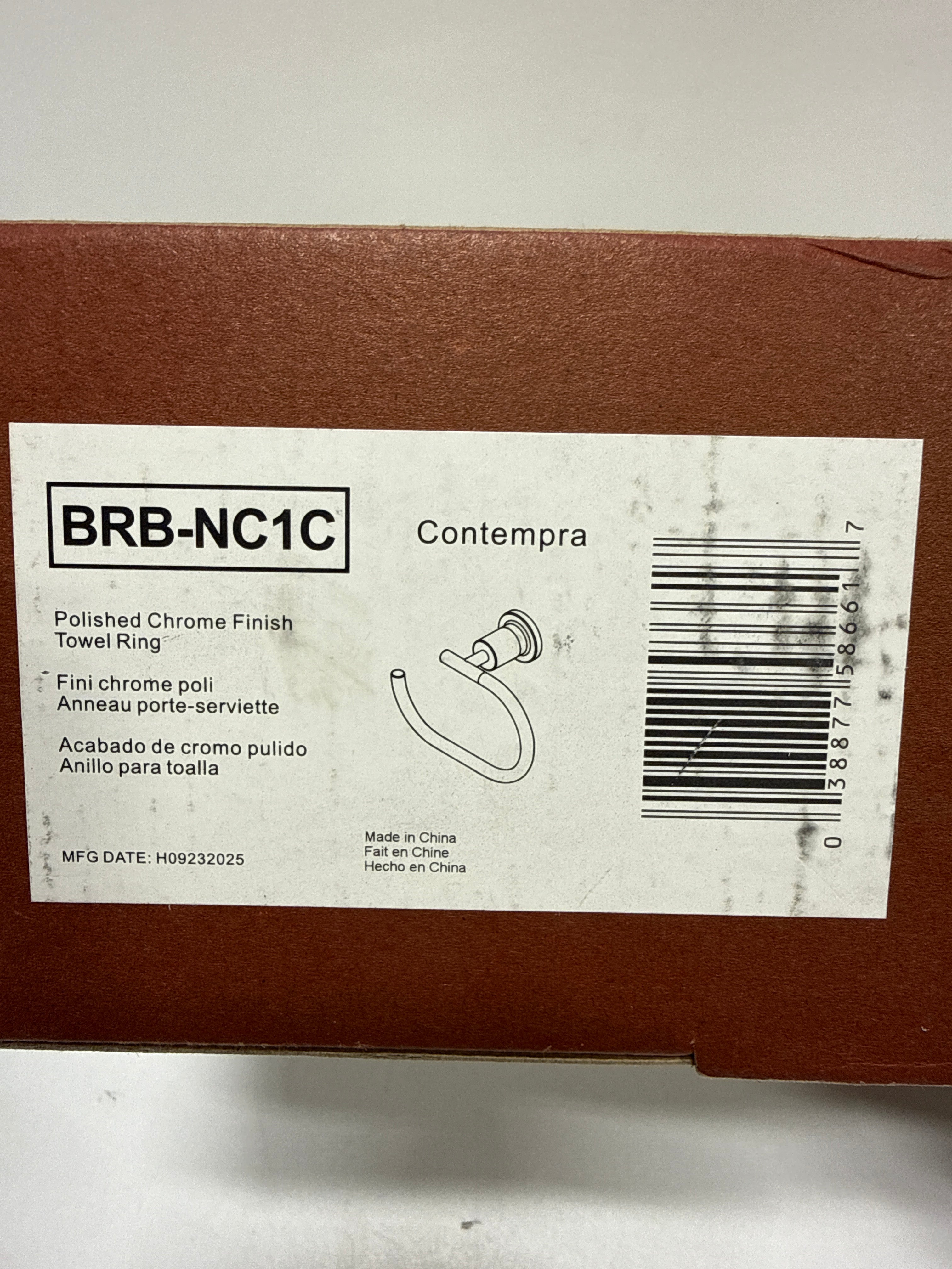 Pfister BRB-NC1C Contempra Towel Ring, Polished Chrome