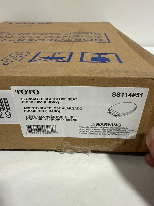 TOTO SS114 SoftClose Elongated Closed-Front Toilet Seat and Lid Ebony