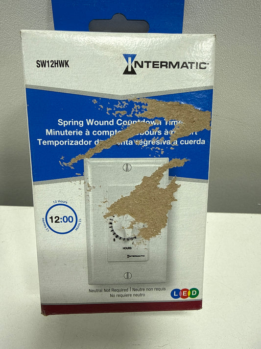 Intermatic 20 Amp 12-Hour Spring Wound in-Wall Timer, White