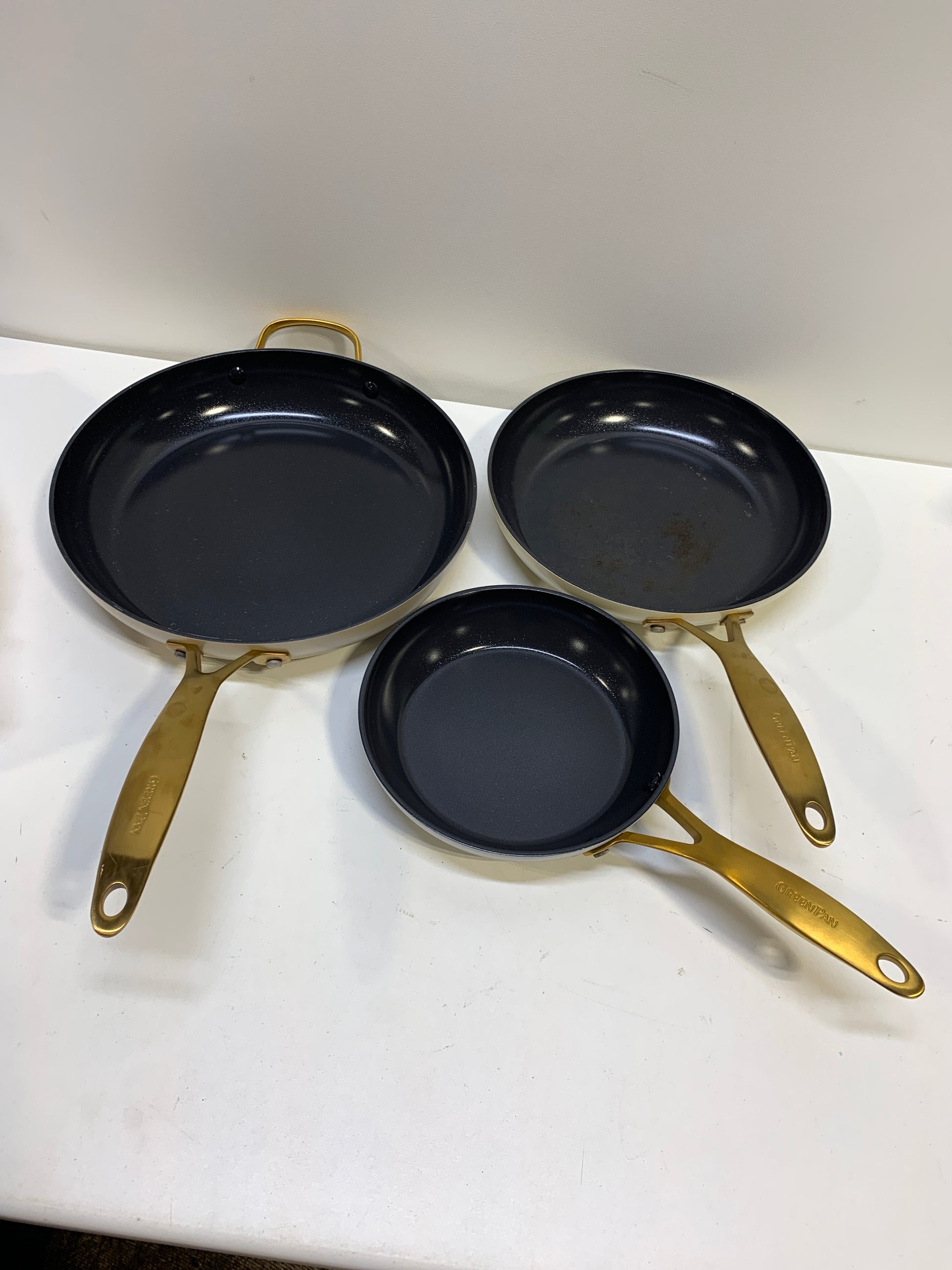 Used GreenPan Jewel Pro Ceramic Non-Stick 3-piece Fry Pan Set - *Kitchen & Dining