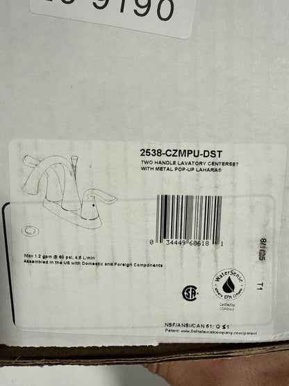 Delta 2538-MPU-DST Lahara Centerset Bathroom Faucet with Pop-up Drain Assembly