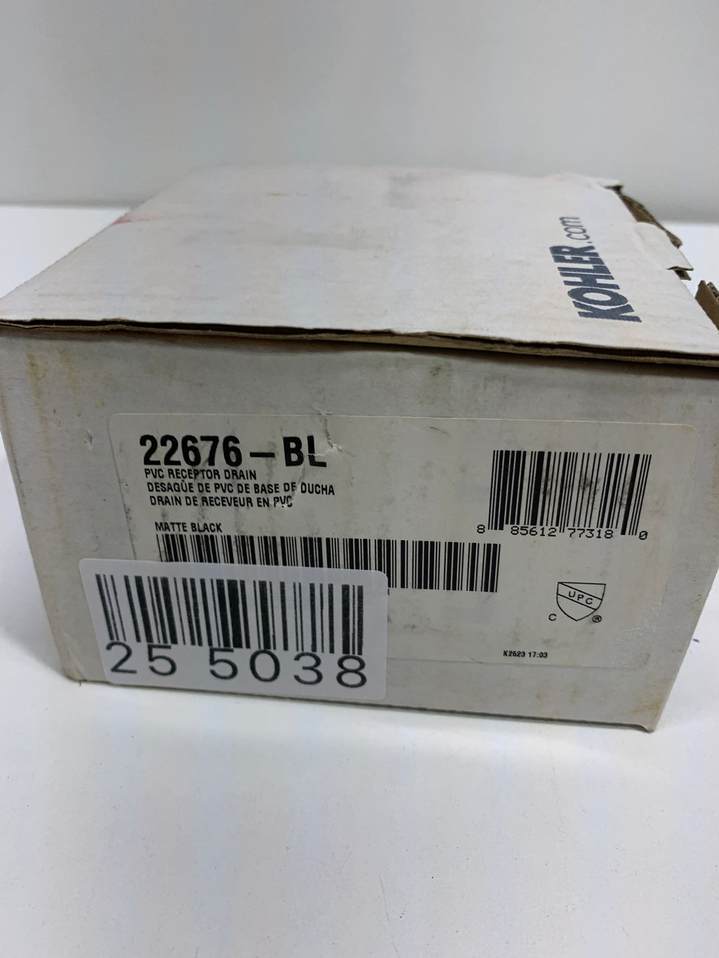 KOHLER K-22676-BL Round PVC Shower Receptor Drain, Black Finish