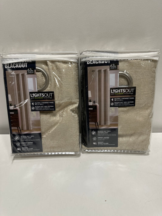 Pair Paloma Natural 38 in. W X 63 in. L Grommet 100% Blackout Curtain