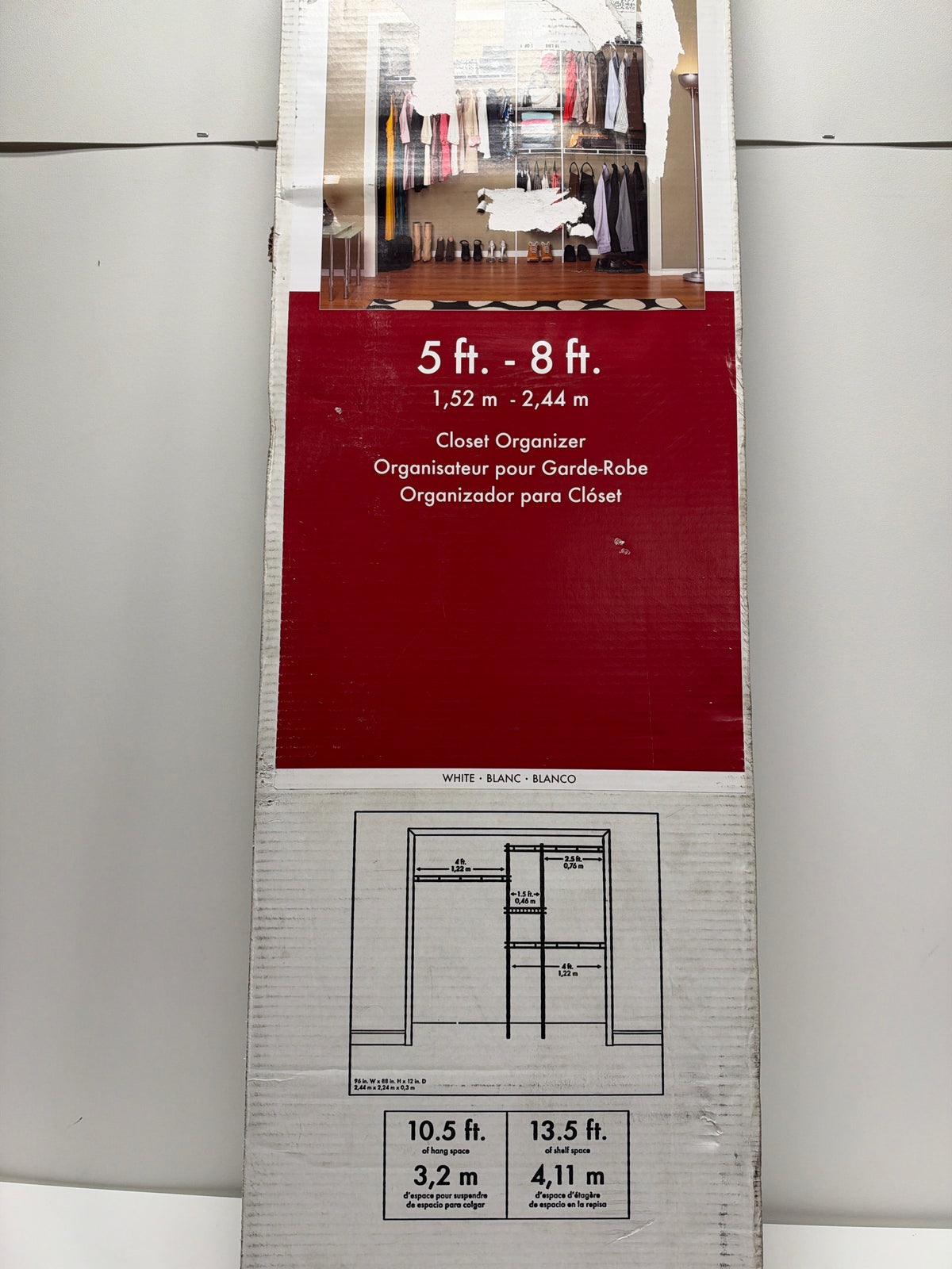 ClosetMaid 162800 Fixed Mount 5 to 8 Foot Wide Steel Wire Vinyl Coated Closet System Kit