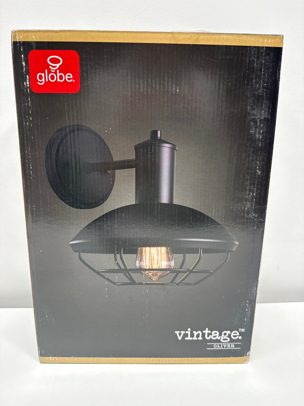Oliver Matte Black Farmhouse Indoor/Outdoor 1-Light Wall Sconce with Caged Shade