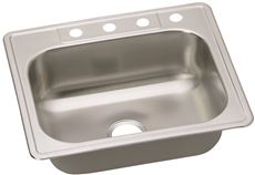 Elkay DSE12522 Dayton 25" Drop in Single Basin Stainless Steel Kitchen Sink 4 Faucet Holes Sinks Kitchen Sinks Stainless Steel