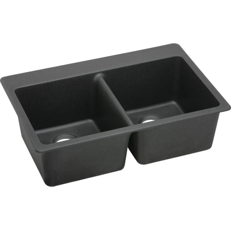 Elkay Quartz Classic ELG3322BK0 Black Equal Double Bowl Top Mount Sink