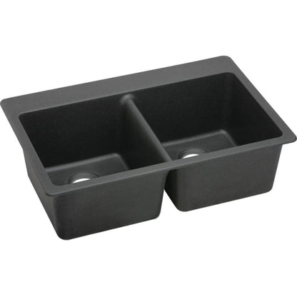 Elkay Quartz Classic ELG3322BK0 Black Equal Double Bowl Top Mount Sink