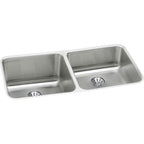 Elkay Lustertone ELUH311810RPD Equal Double Bowl Undermount Stainless Steel Sink with Perfect Drain