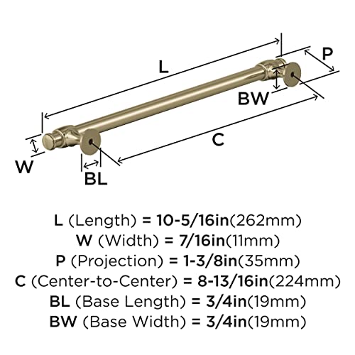 2 x Winsome 8-13/16 Inch 224mm Center-to-Center Golden Champagne Cabinet Pull