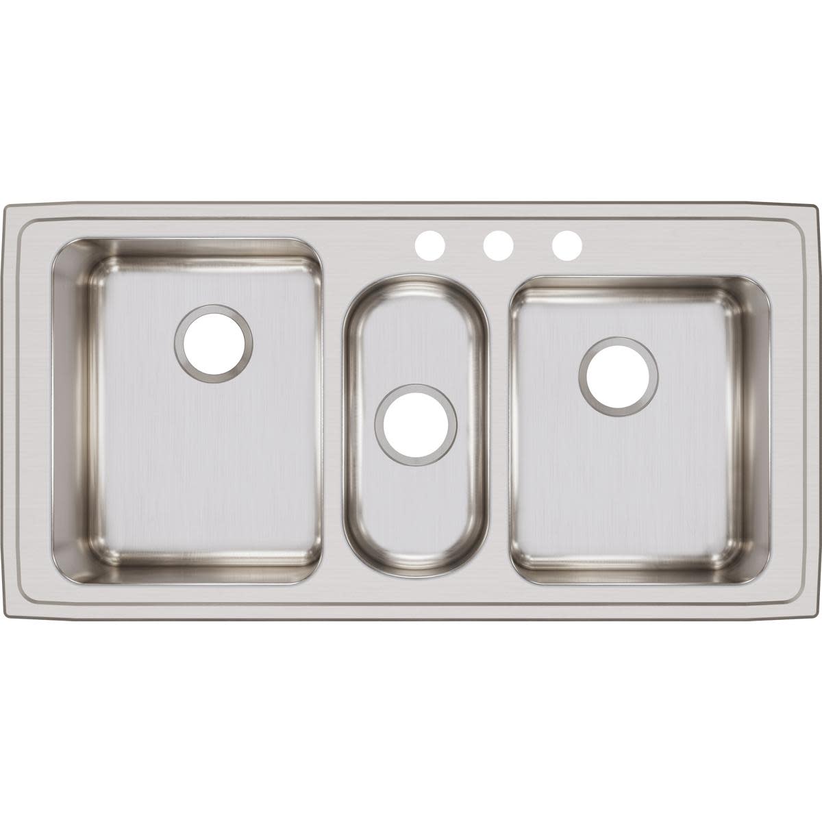 Elkay LGR43223 Lustertone Classic 43" x 22" x 10" Triple Bowl Drop-In Sink, Stainless Steel