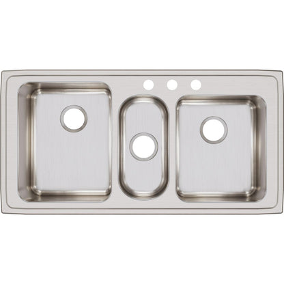 Elkay LGR43223 Lustertone Classic 43" x 22" x 10" Triple Bowl Drop-In Sink, Stainless Steel