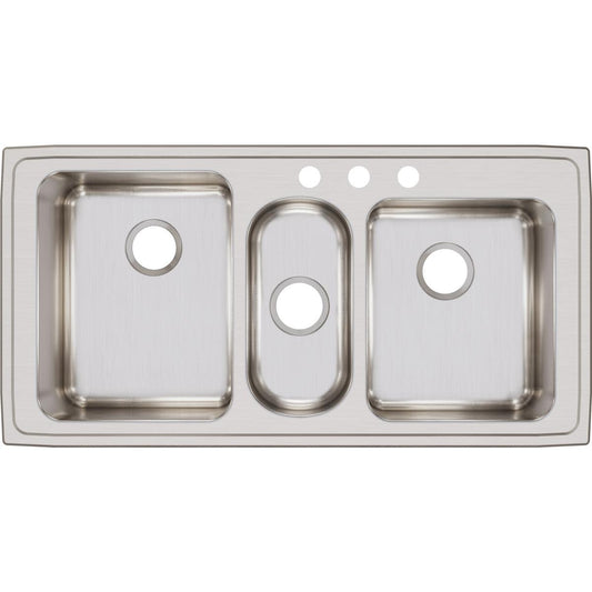 Elkay LGR43223 Lustertone Classic 43" x 22" x 10" Triple Bowl Drop-In Sink, Stainless Steel