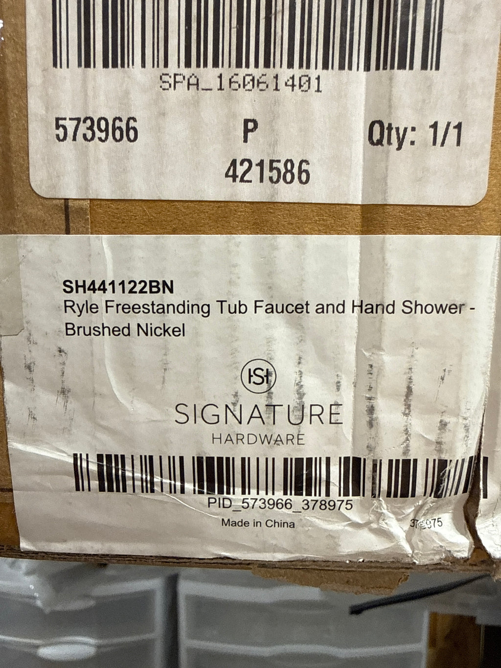 Signature Hardware 934423 Ryle Floor Mounted Tub Filler- Includes Hand Shower Brushed Nickel