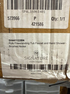 Signature Hardware 934423 Ryle Floor Mounted Tub Filler- Includes Hand Shower Brushed Nickel