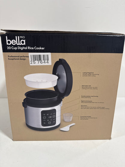 Bella PRO - 20-Cup Digital Rice Cooker - Stainless Steel