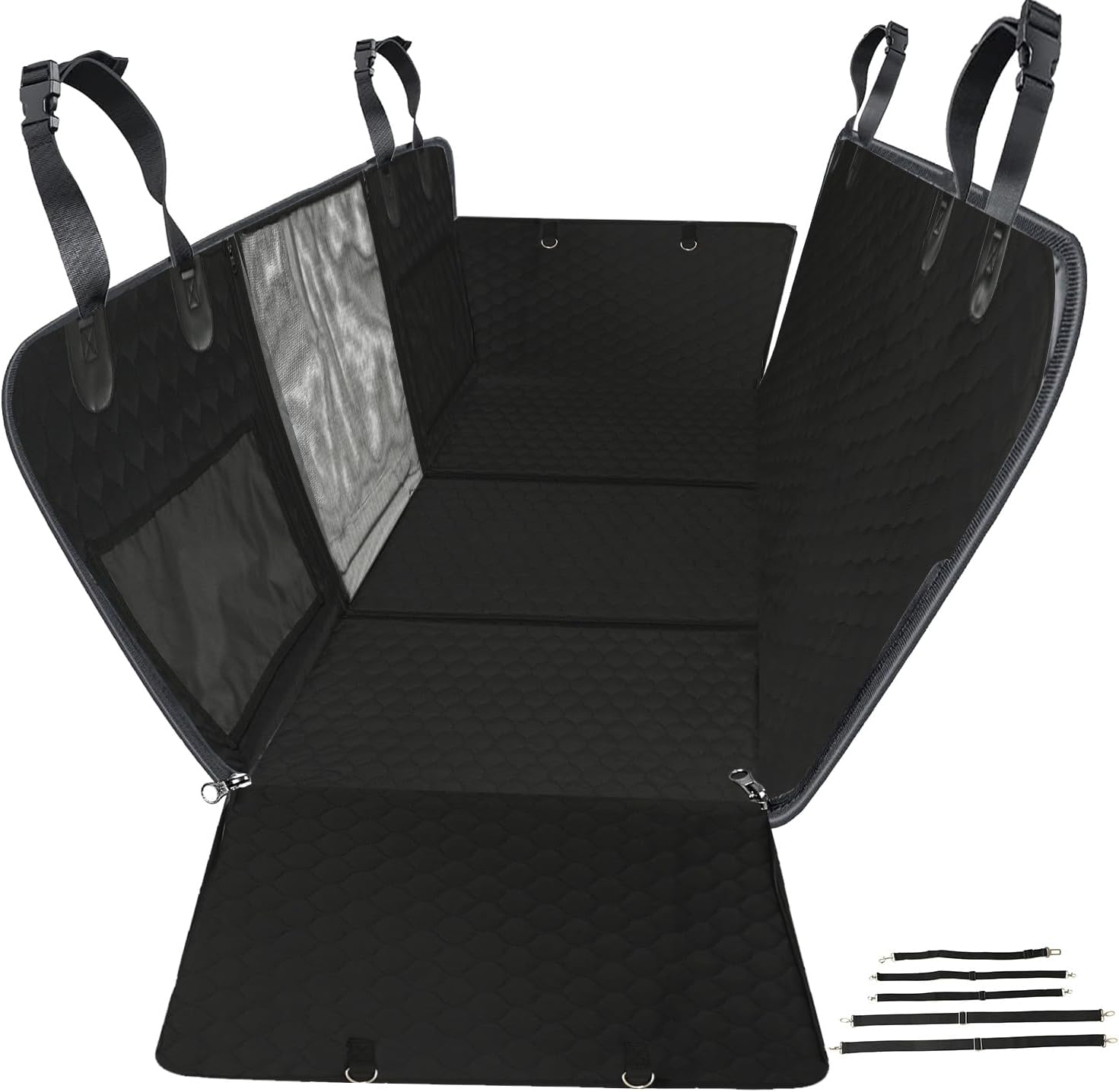 ROCCS Dog Seat Cover for Back Seat with Hard Botton Holds 450lbs,Universal Car Truck Back Seat Extender for Dogs Travle