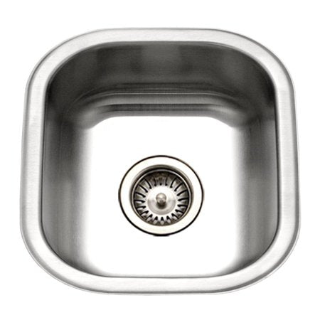 Houzer Club 17 in Stainless Steel Undermount 8 in Deep Single Bowl Bar Sink with Strainer - MS-1708-1