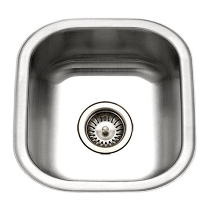 Houzer Club 17 in Stainless Steel Undermount 8 in Deep Single Bowl Bar Sink with Strainer - MS-1708-1