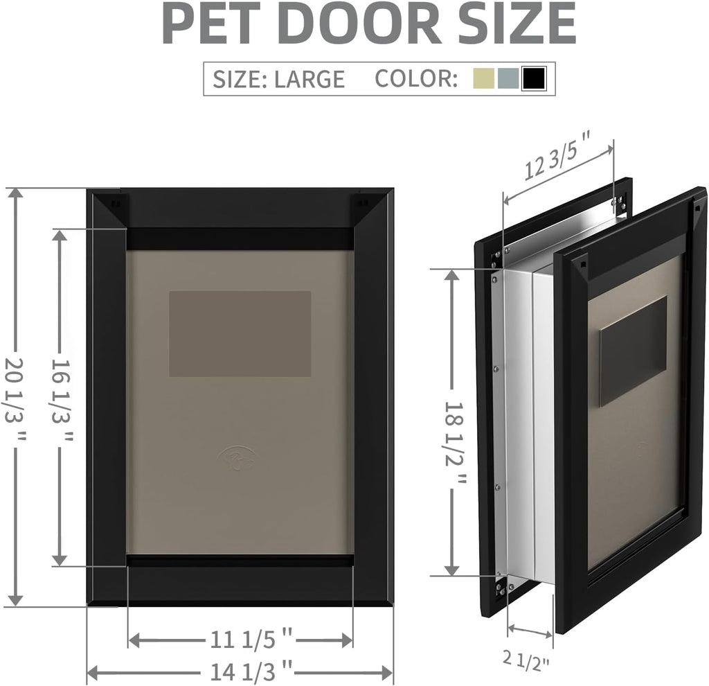 Classicmacher Large Dog Door for Door Heavy Duty Dog Door with Aluminum Frame and Telescoping Tunnel Single Magnetic