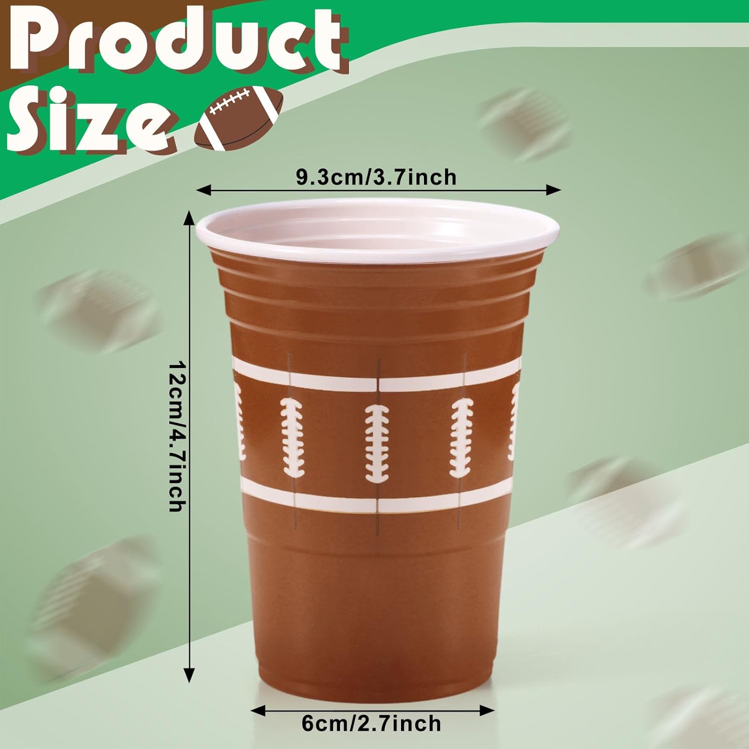 Zhehao 120 Pcs Football Theme Plastic Cups Bulk 16 oz Disposable Cups Tableware for Drinks Treats Sports Game Day