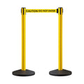 Crowd Control Warehouse CCW Series RBB-100 - Set of 2 Stanchion Retractable Belt Barriers - 11 Foot Caution