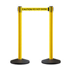 Crowd Control Warehouse CCW Series RBB-100 - Set of 2 Stanchion Retractable Belt Barriers - 11 Foot Caution