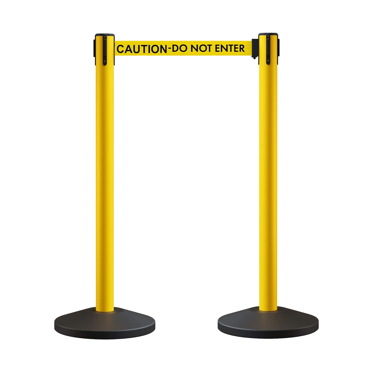 Crowd Control Warehouse CCW Series RBB-100 - Set of 2 Stanchion Retractable Belt Barriers - 11 Foot Caution