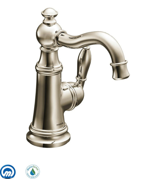 Moen S42107NL Weymouth Single Handle Monoblock Bathroom Sink Faucet in Polished Nickel