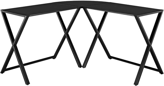 Walker Edison Wright Modern X Leg Glass Top Corner Gaming Desk, 51 Inch, Black