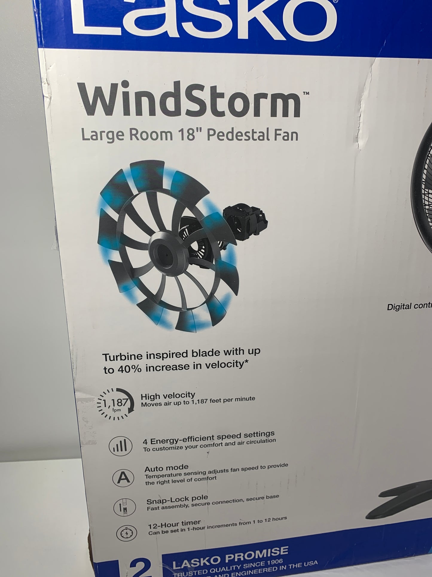 Lasko WindStorm 18" Adjustable Pedestal Fan with Remote Control