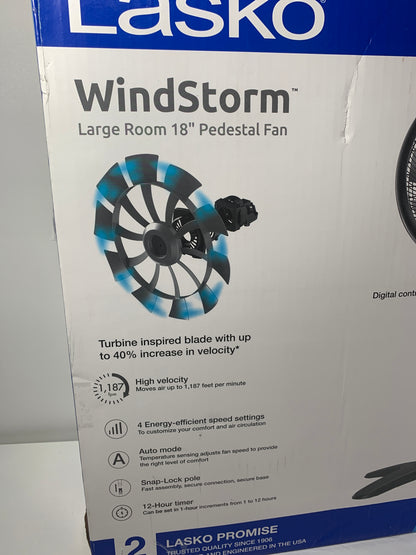 Lasko WindStorm 18" Adjustable Pedestal Fan with Remote Control