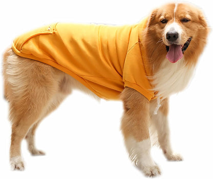 Fashion Warm Dog Hoodie Coat for Small Medium Large Dog Boy Girl, Long Sleeve Sweatshirt Jacket for Pets Yellow