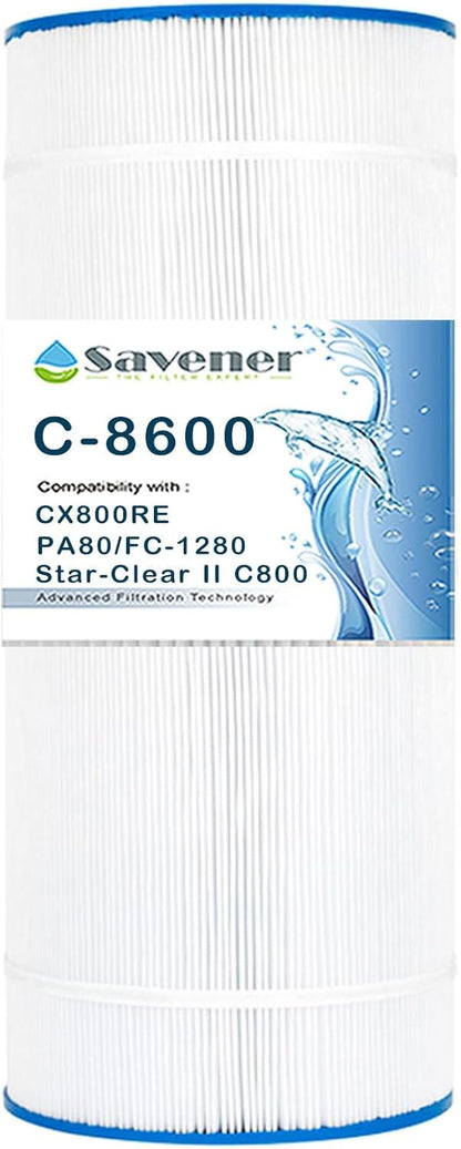 Pool Filter Compatible with CX800RE, C-8600, Star-Clear II C800, PA80, FC-1280, 75sq.ft, 4 Pack