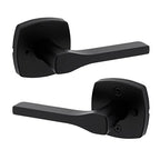 Tripoli Matte Black Privacy Bed/Bath Door Handle with Soft Modern Rose