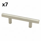 7 x Liberty P01010-SS-C European Steel Bar Style Cabinet Pull Handle, 3"