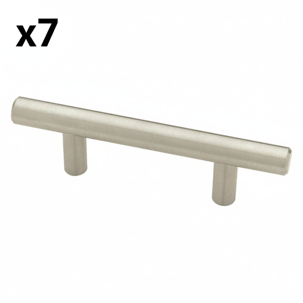 7 x Liberty P01010-SS-C European Steel Bar Style Cabinet Pull Handle, 3"