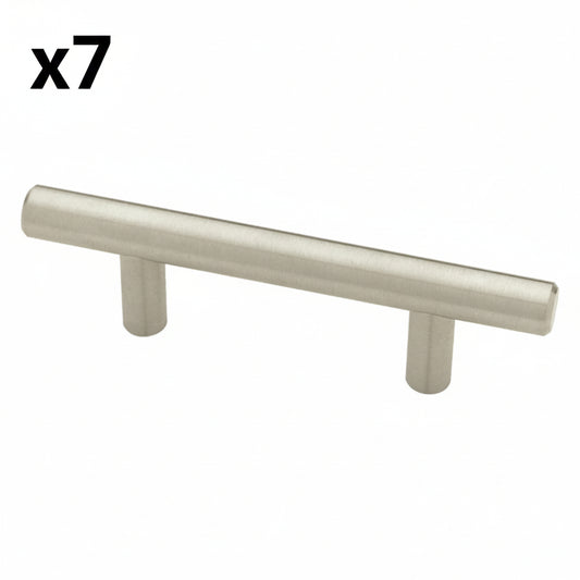 7 x Liberty P01010-SS-C European Steel Bar Style Cabinet Pull Handle, 3"