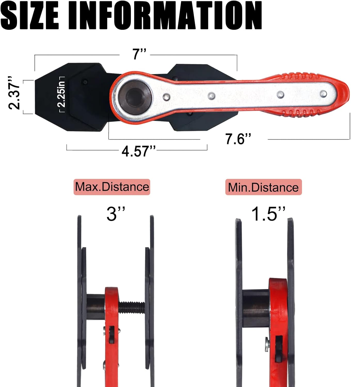 Brake Caliper Compression Tool, Car Ratcheting Brake Spreader Caliper Pistion Press Tool for Single Twin Quad Piston Disc Brake, Red