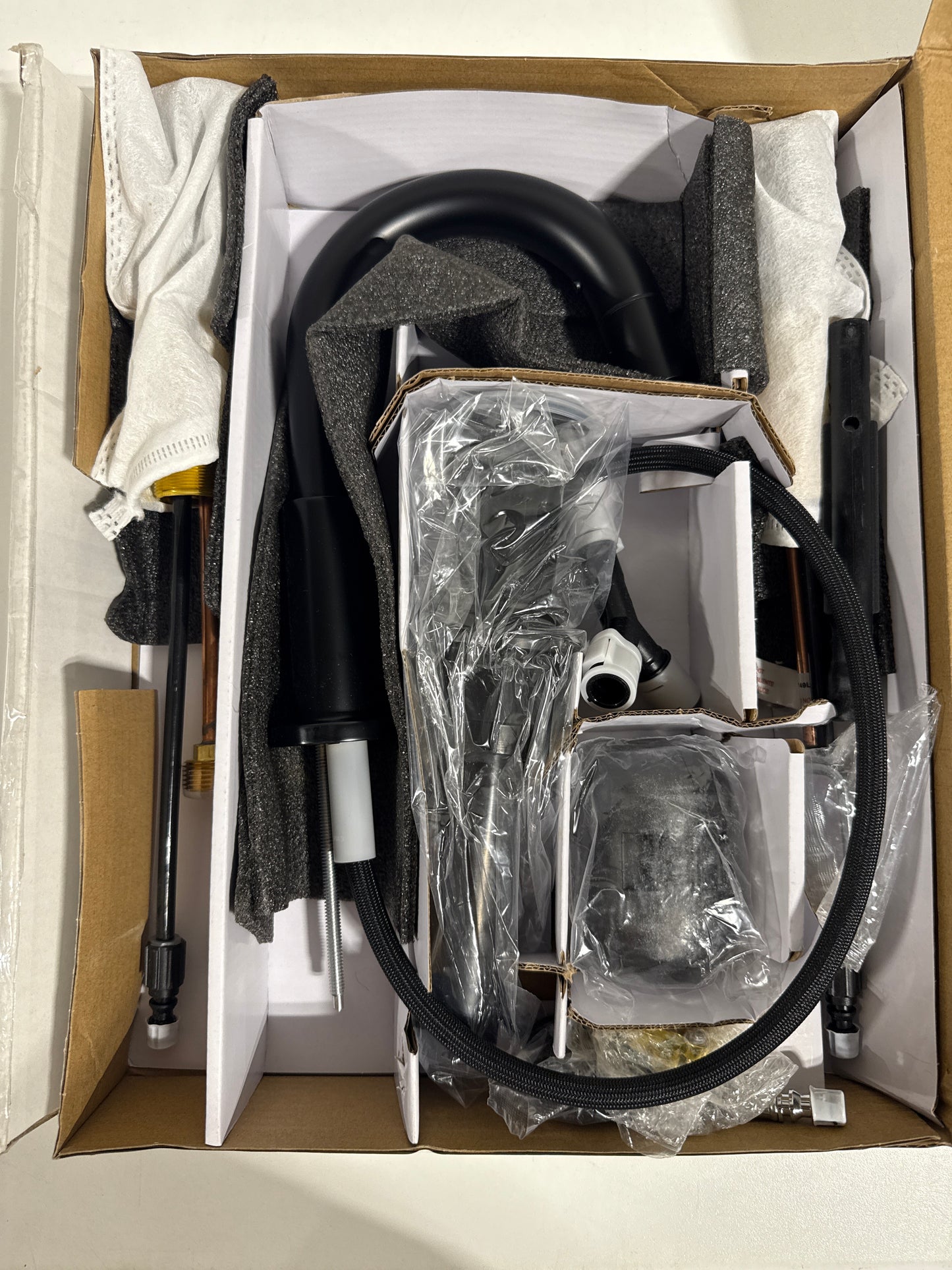 Nicoli Pull-Down Spout 8 in. Widespread Double Handle Bathroom Faucet Drain Included in Matte Black