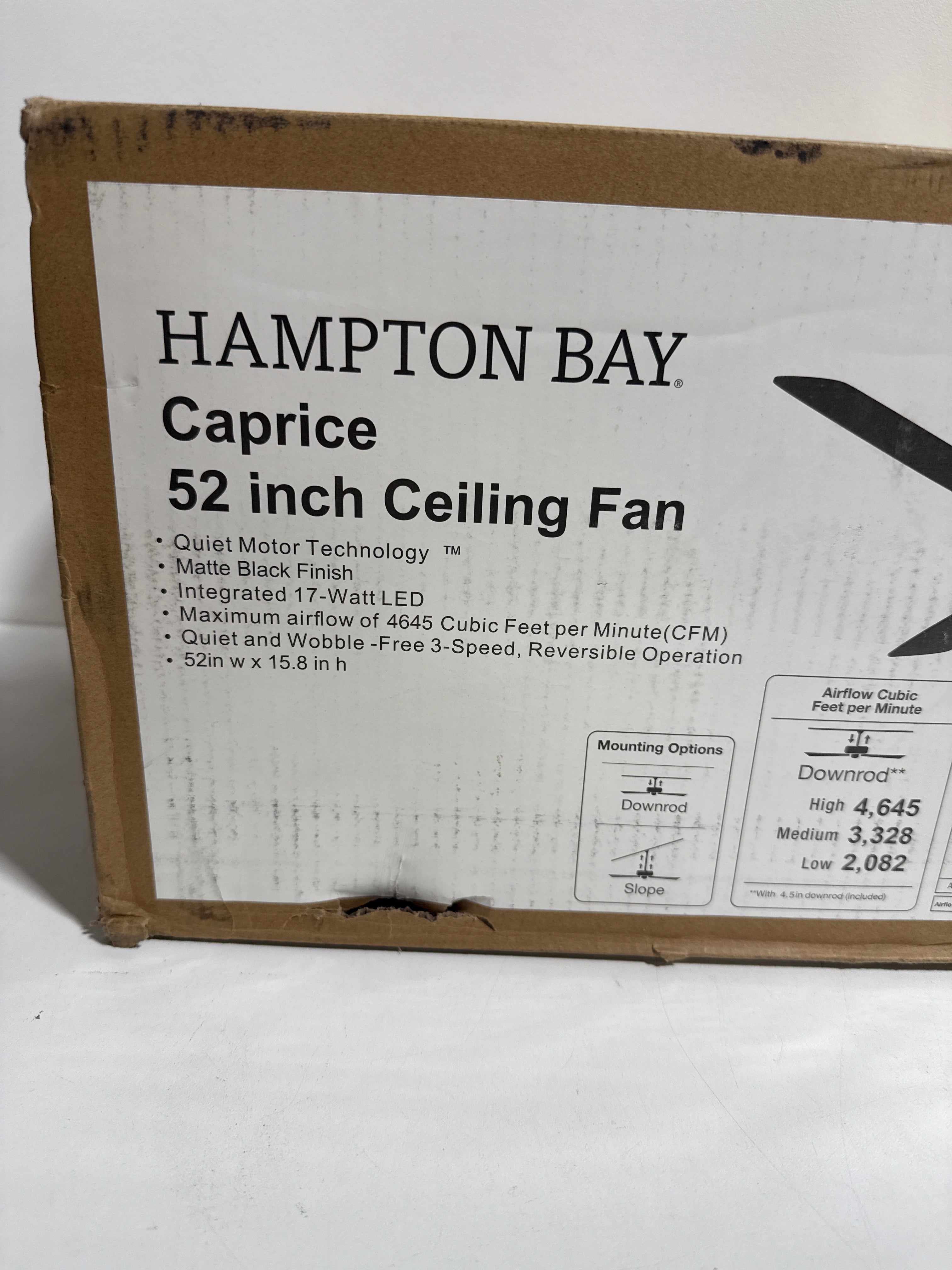 Caprice 52 in. Integrated LED Indoor Matte Black Ceiling Fan with Light Kit and Remote Control - *Lighting & Electrical