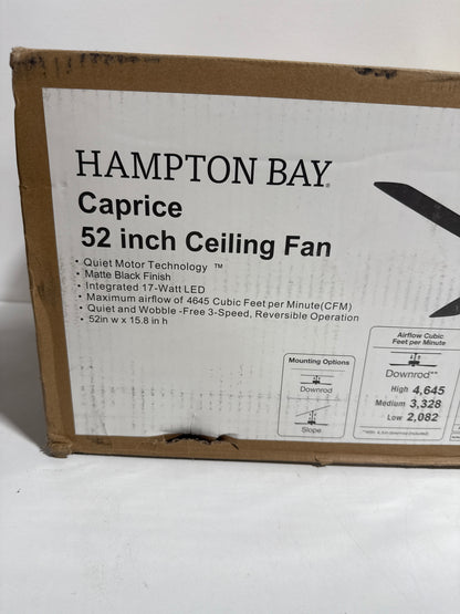 Caprice 52 in. Integrated LED Indoor Matte Black Ceiling Fan with Light Kit and Remote Control
