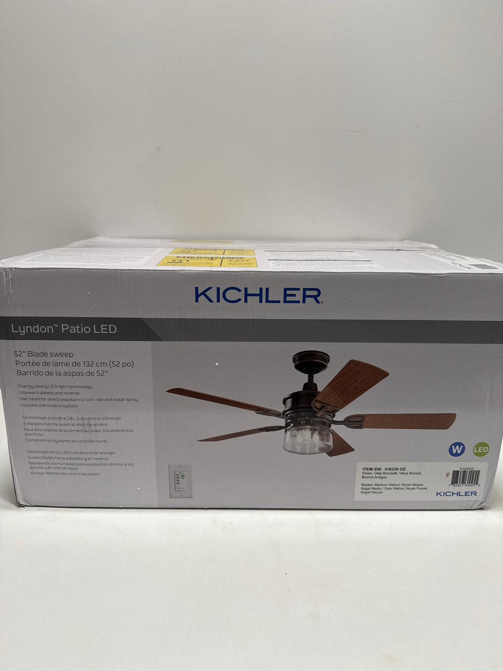 Kichler Lyndon 52’’ Indoor / Outdoor Ceiling Fan with Blades LED Light Kit and Wall Control - *Lighting & Electrical