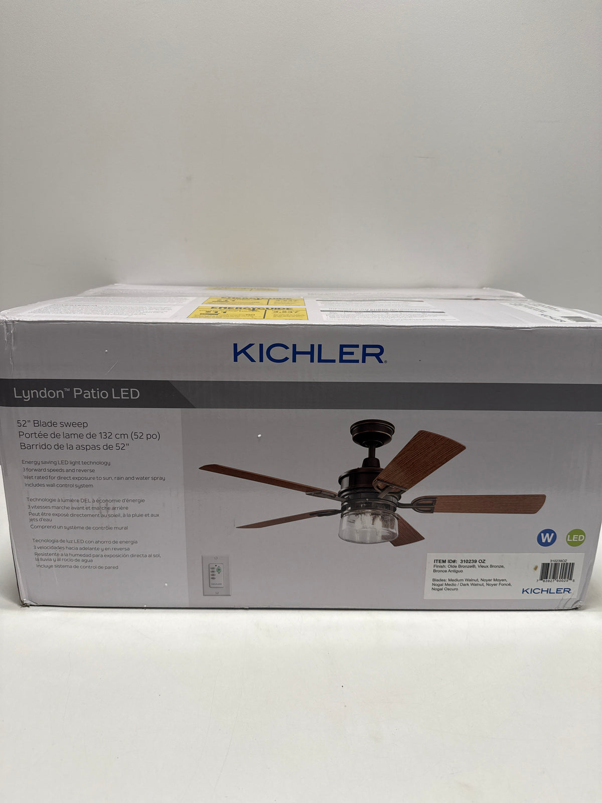 Kichler Lyndon 52’’ Indoor / Outdoor Ceiling Fan with Blades LED Light Kit and Wall Control - *Lighting & Electrical