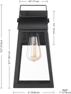 Globe Electric 60000029 1-Light Outdoor Wall Sconce, Matte Black, Clear Glass Shade,