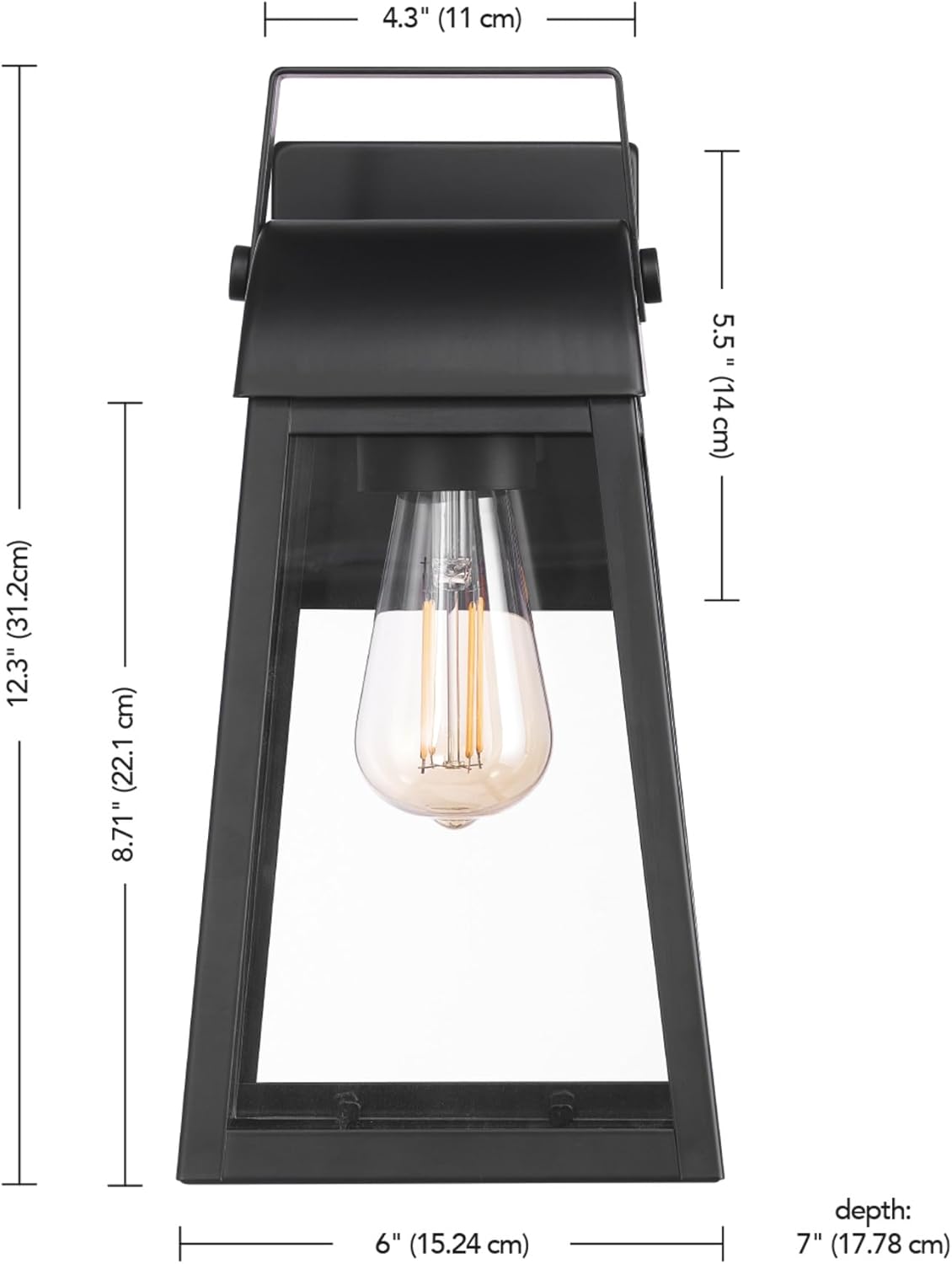 Globe Electric 60000029 1-Light Outdoor Wall Sconce, Matte Black, Clear Glass Shade,